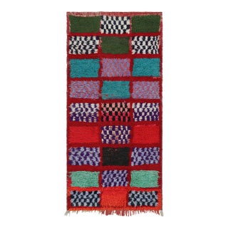 Vintage Moroccan Runner Rug in Red With Geometric Patterns, From Rug & Kilim For Sale