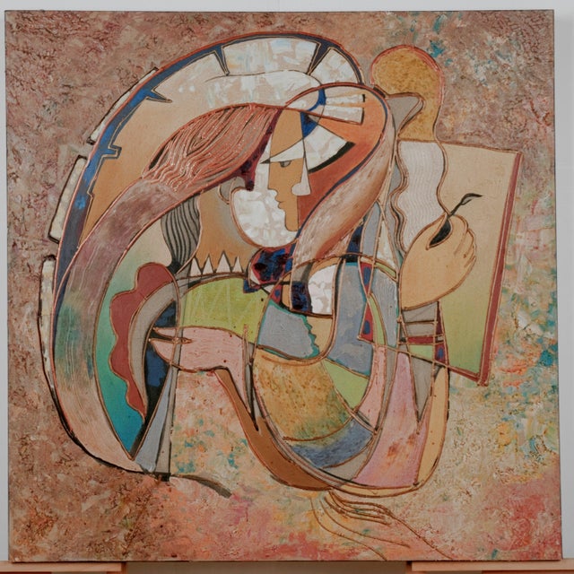 20250629X46359 S-4929 40x5x45 1991 Original Original One of a Kind Mixed Media Artwork on Canvas by: Oleg Zhivetin Titled...