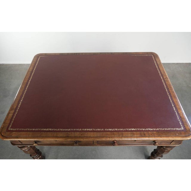 Wood Antique English Writing Desk with Red Leather Top, Early 19th Century For Sale - Image 7 of 13