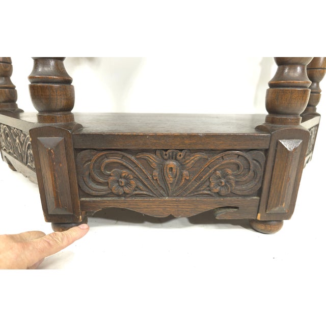 Baroque Style Hand Carved Oak Accent Table For Sale - Image 9 of 11