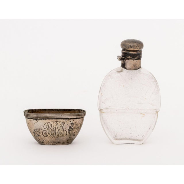 Collection of Three American Art Nouveau Silver and Cut Crystal Flasks For Sale - Image 9 of 15