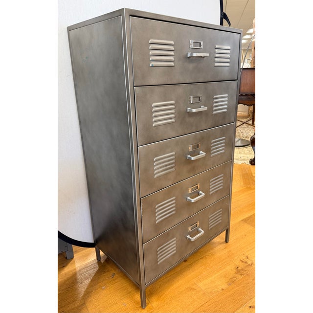 Late 20th Century Tall Industrial Steel Metal Chest of Drawers, Dresser For Sale - Image 5 of 6