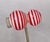 Mid-Century Modern Vintage 1970s Signed Crown Trifari Round Domed Clear, Red & White Striped Clip Earrings-2 Pieces For Sale - Image 3 of 7