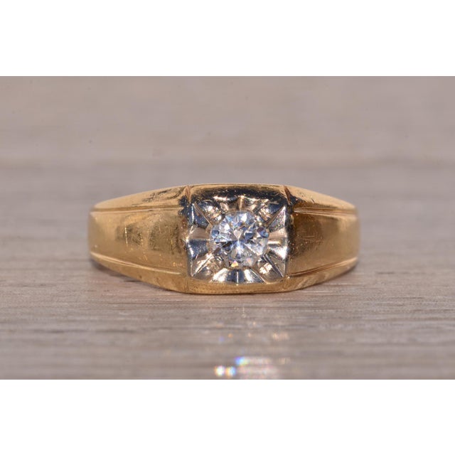 The Holbrook: Gentleman's Yellow Gold and Natural Diamond Ring For Sale - Image 10 of 12