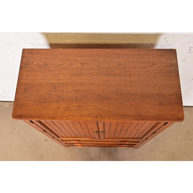 Thomasville Mid-Century Modern Campaign Walnut Armoire Dresser, Circa 1970s For Sale - Image 10 of 13