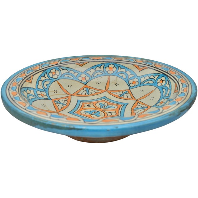 Late 19th Century Moorish Blue & Orange Judaica Ceramic Plate For Sale - Image 4 of 10