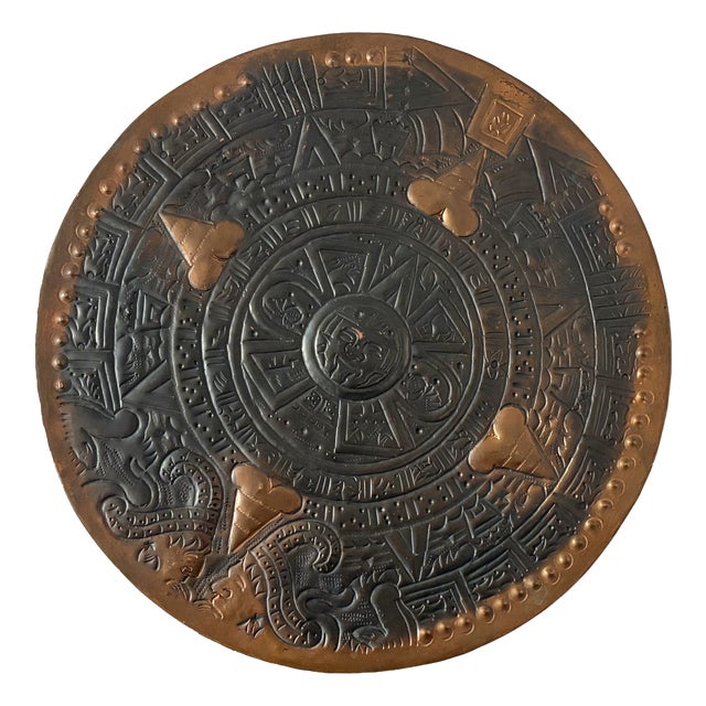 Artistic Wall Relief Piedra Del Sol Aztec Solar Calendar, 1970s For Sale