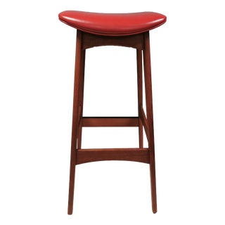 Bar Stool in Teak and Leather by Johannes Andersen for Brødere Andersen, 1960s For Sale