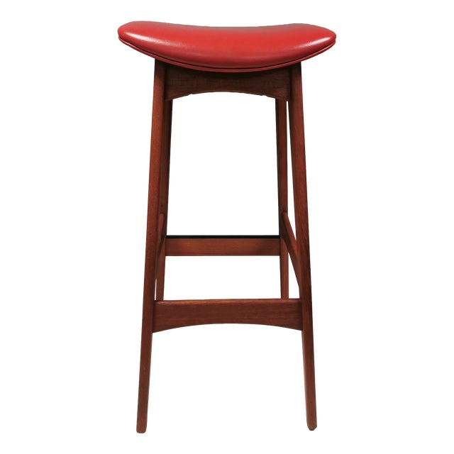 Bar Stool in Teak and Leather by Johannes Andersen for Brødere Andersen, 1960s For Sale