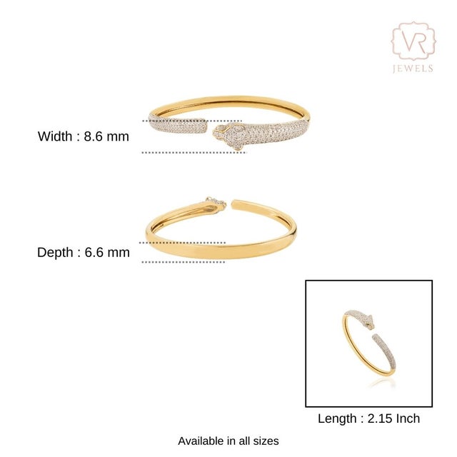 Mid 20th Vintage 297 PCS Diamond Panther Bangle With Green Stone Eyes in 18k Gold For Sale - Image 11 of 16