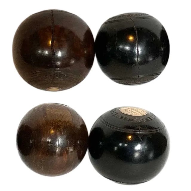 Collection of Four Scottish Thomas Taylor and English Lignum Vitae Lawn Balls For Sale In Denver - Image 6 of 16