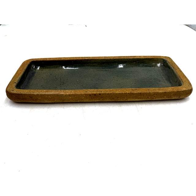 Gold Large Stoneware Barbara Delfosse Platter by Pierre Digan, La Borne, France, 1970s For Sale - Image 8 of 8
