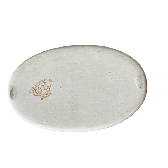 Blue Handmade Polish Pottery Soap Dish — Bolesławiec Blue Dot Pattern For Sale - Image 8 of 8