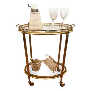 Vintage Art Deco Serving Table with Removable Tray, 1950s For Sale
