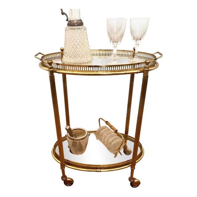 Vintage Art Deco Serving Table with Removable Tray, 1950s For Sale