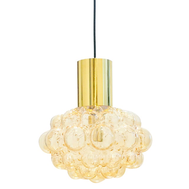 Large Mid-Century Amber Bubble Glass Ceiling Light by Helena Tynell for Limburg, Germany, 1960s For Sale