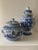 Mid 20th Century Chinese Blue and White Floral & Landscape Porcelain Lidded Urn For Sale - Image 9 of 11