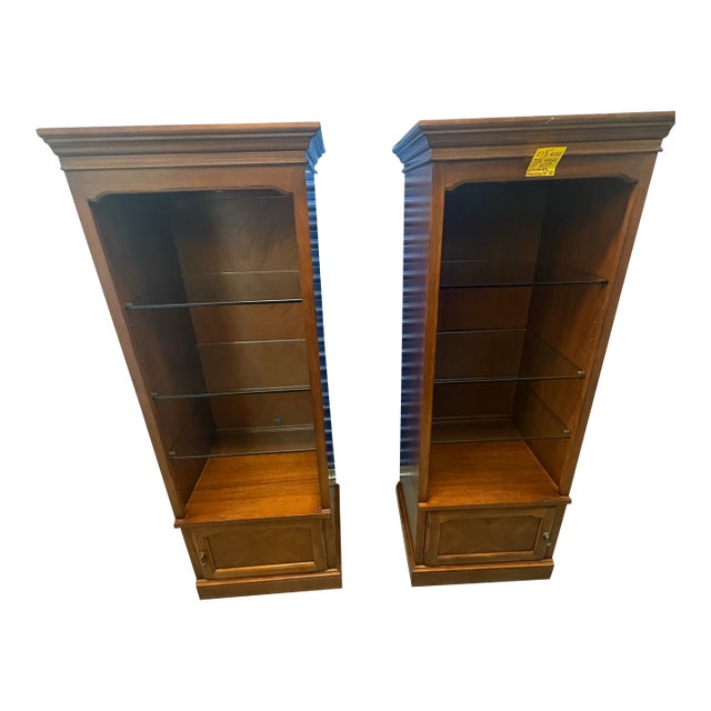 Late 20th Century Solid Cheery Wood Display Cabinet (With Lights Built In), A Pair For Sale