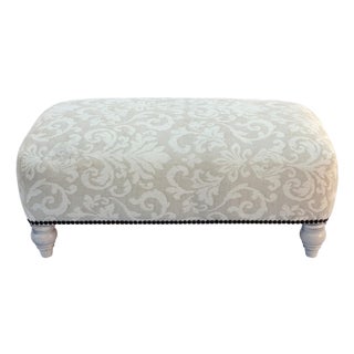 Late 20th Century Large Ottoman/Pouf – Romo Italian Woven Linen, New Upholstery For Sale