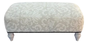 Late 20th Century Large Ottoman/Pouf – Romo Italian Woven Linen, New Upholstery
