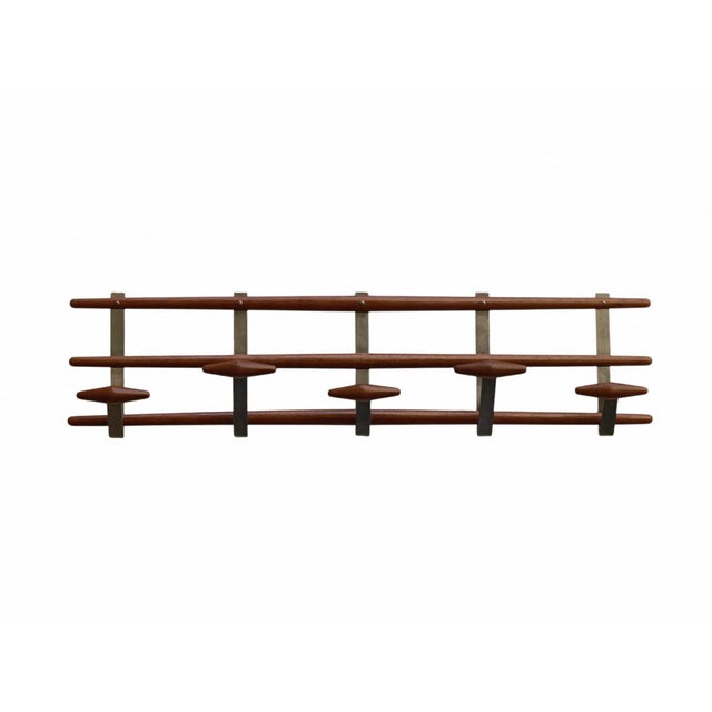 Wood and Chrome-Plated Metal Wall Coat Rack, Italy, 1960s For Sale - Image 6 of 6