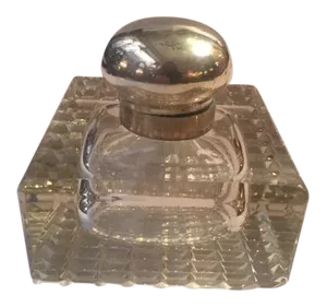 1900s English Inkwell With Sterling Mounts