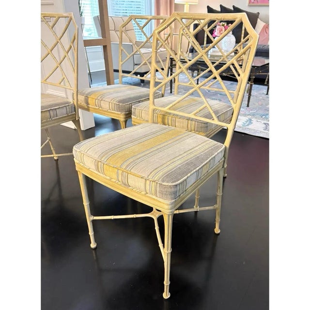 1950s Chinoiserie Metal Calcutta Dining Patio Chairs by Brown Jordan- Set of 4 For Sale In Chicago - Image 6 of 9