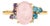 Rose Quartz Multicolor Ring in 14k Gold, Size 7.5 For Sale