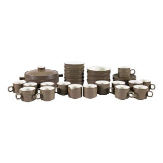 Vintage Denby Camelot Chevron Dark Green English Dish Set - 35 Pieces For Sale
