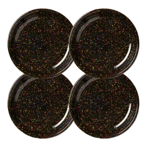 Crow Canyon Home Enamelware, Rainbow Falls 8.25" Coupe Salad Plates in Black - Set of 4