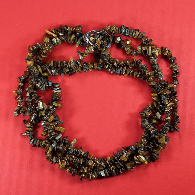 Ajd Two 34 Inch Infinity Chatoyant Tiger's Eye Chip Necklaces Great Gift For Sale In Raleigh - Image 6 of 6