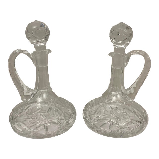 Antique French Crystal Cruet Set, Oil & Vinegar Service For Sale