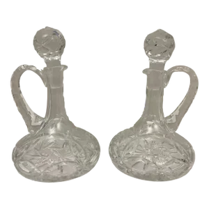 Antique French Crystal Cruet Set, Oil & Vinegar Service