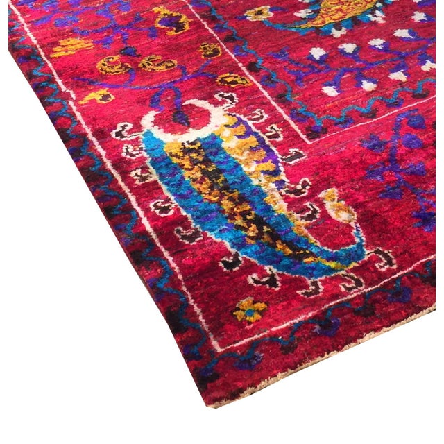 Modern Pasargad Home Melody Red Sari Silk Area Rug- 5' 7" X 8' 1" For Sale - Image 3 of 3