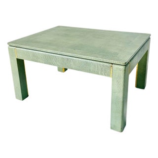 Karl Springer Lizard Skin Side/End Table With Brass Trim, 1970 For Sale