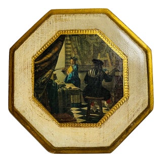 Vintage Florentine Small Wooden Plaque For Sale