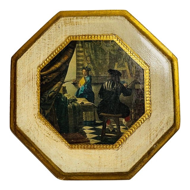 Vintage Florentine Small Wooden Plaque For Sale
