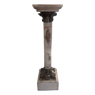 Antique Neoclassical Onyx Pedestal With Ornate Acanthus Metal Mounts For Sale