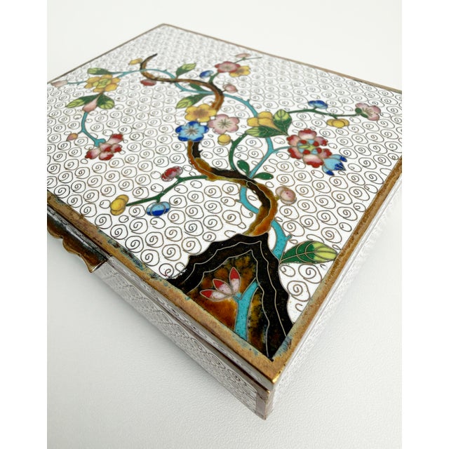 Vintage Cloisonne Smoke Box & Matchbox Cover Set For Sale - Image 11 of 14
