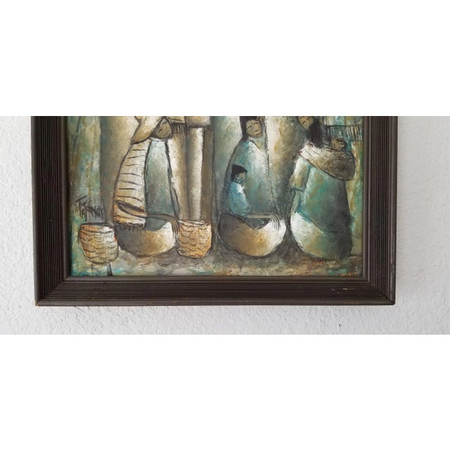 Vintage Mixed Media Figurative Abstract Painting, Signed For Sale - Image 9 of 11