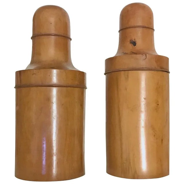 Early 20th Century Italian Boxwood Pharmacy Bottles, Set of 2 For Sale - Image 11 of 11