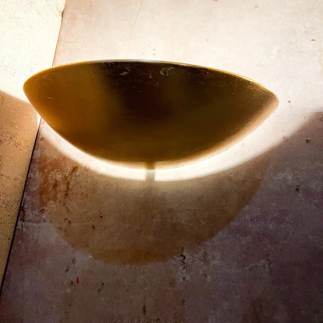 1960s Gold Leaf Demilune Wall Sconce Pair For Sale - Image 4 of 11