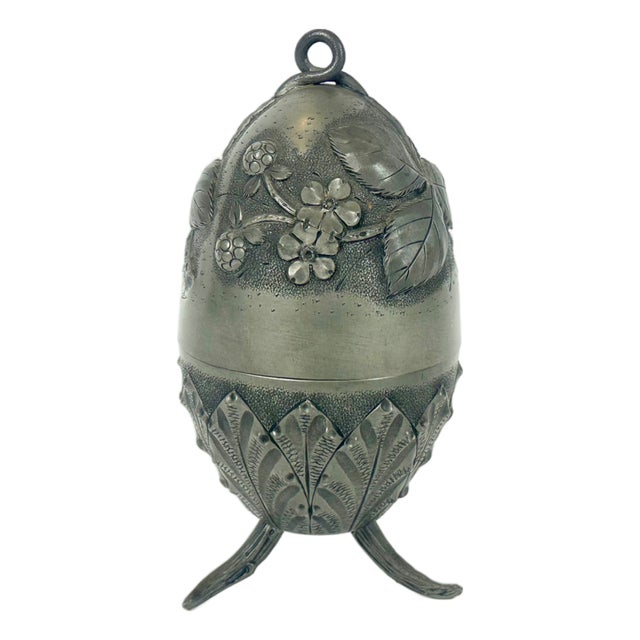 Art Nouveau French Tin Egg Box by Albert Chezal for Etains Dart, 1900s For Sale