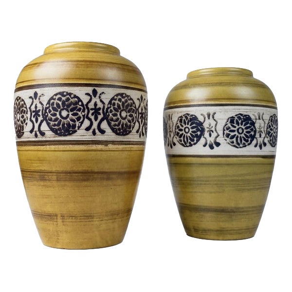 Mid-Century Modern West German Pottery Vases, Set of 2 For Sale