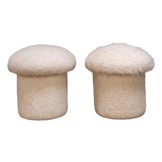 20th Century American Alpaca Mushroom Stools (Set of 2) For Sale