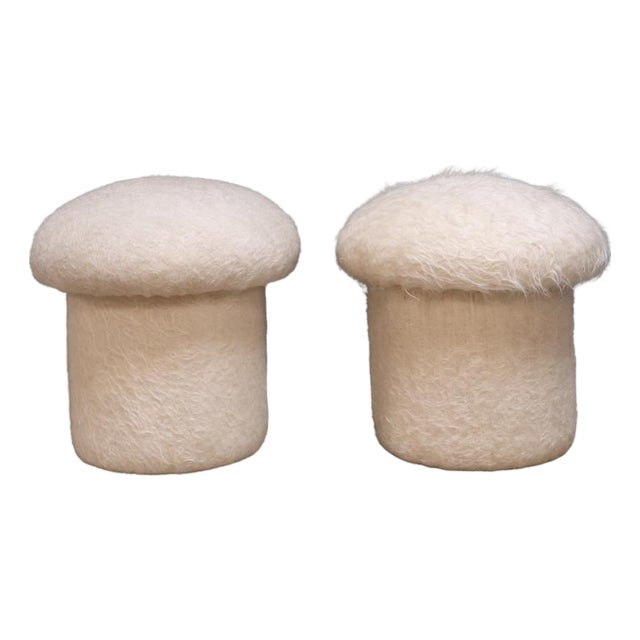 20th Century American Alpaca Mushroom Stools (Set of 2) For Sale