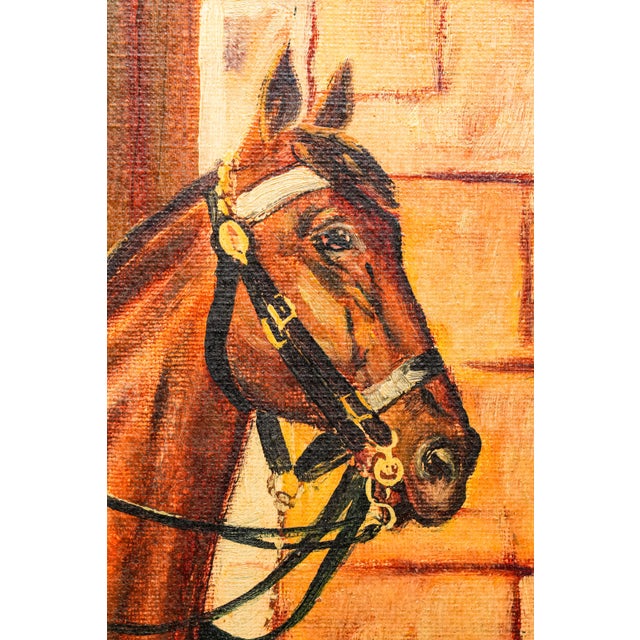 1930s Stately Ceremonial Guard British Military Soldier on Horse Royal Mews Oil Painting Art Home Wall Decor For Sale - Image 10 of 14