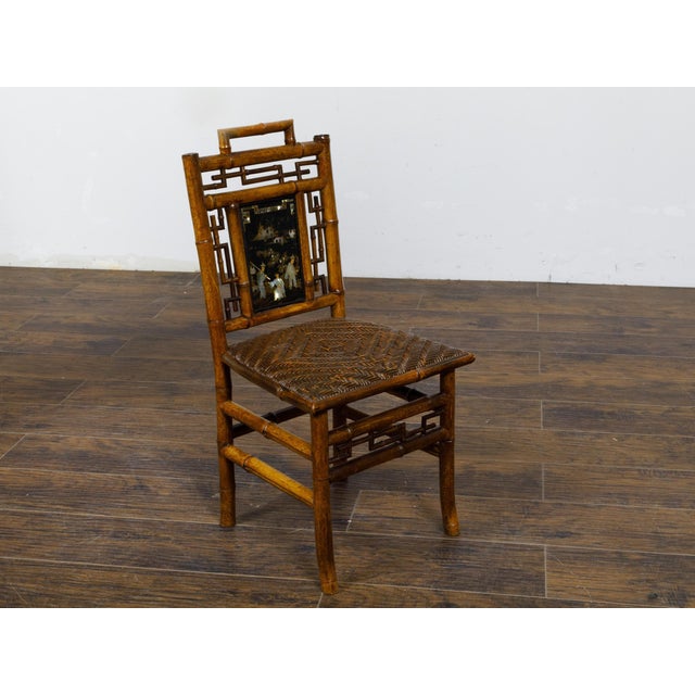Small Signed Perret et Vibert Late 19th Century Chinoiserie Bamboo Chair For Sale In Atlanta - Image 6 of 12