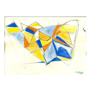 Giorgio Lo Fermo, Blue Shapes, Original Tempera and Watercolor, 2020 For Sale