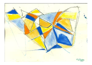 Giorgio Lo Fermo, Blue Shapes, Original Tempera and Watercolor, 2020